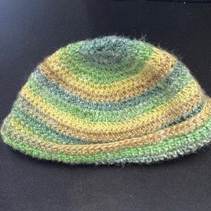 Green multicolored handmade crochet micro beanie. One of a kind and super cute.